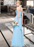 Kathleen A-Line Cowl Neck Floor-Length Chiffon Bridesmaid Dress With Ruffle UKP0012981