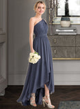 Karina A-line One Shoulder Asymmetrical Chiffon Bridesmaid Dress With Cascading Ruffles UKP0012998