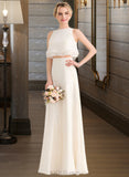 Yvonne A-Line Scoop Neck Floor-Length Chiffon Bridesmaid Dress With Cascading Ruffles UKP0012999