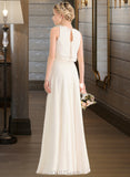 Yvonne A-Line Scoop Neck Floor-Length Chiffon Bridesmaid Dress With Cascading Ruffles UKP0012999