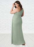 Haylee Sheath One Shoulder Mesh Floor-Length Dress SJSP0019635