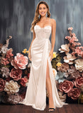 Nellie Trumpet/Mermaid Sweetheart Sweep Train Stretch Satin Prom Dresses JLP0025836