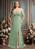 Jasmine Trumpet/Mermaid Off the Shoulder V-Neck Floor-Length Chiffon Bridesmaid Dress JLP0025810