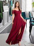 Tatiana A-Line V-neck Floor-Length Bridesmaid Dress UKP0013000