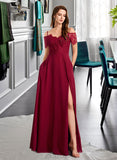 Tatiana A-Line V-neck Floor-Length Bridesmaid Dress UKP0013000