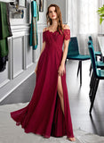 Tatiana A-Line V-neck Floor-Length Bridesmaid Dress UKP0013000