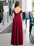 Tatiana A-Line V-neck Floor-Length Bridesmaid Dress UKP0013000