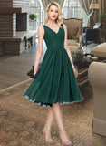 Belen A-line V-Neck Knee-Length Chiffon Bridesmaid Dress UKP0013002