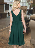 Belen A-line V-Neck Knee-Length Chiffon Bridesmaid Dress UKP0013002