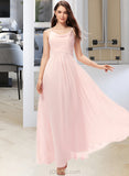 Olive A-Line Cowl Neck Floor-Length Chiffon Bridesmaid Dress UKP0013005