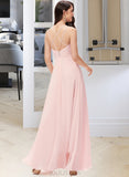 Olive A-Line Cowl Neck Floor-Length Chiffon Bridesmaid Dress UKP0013005