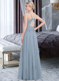 Phoebe A-Line Sweetheart Floor-Length Chiffon Bridesmaid Dress With Ruffle Split Front UKP0013008