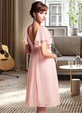 Brynlee Empire Sweetheart Knee-Length Chiffon Bridesmaid Dress With Cascading Ruffles UKP0013009