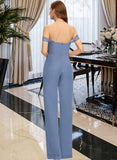 Ruby Jumpsuit/Pantsuit Off-the-Shoulder Floor-Length Chiffon Bridesmaid Dress With Pockets UKP0013010