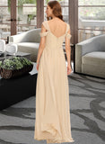 Maryjane A-Line V-neck Floor-Length Chiffon Bridesmaid Dress With Ruffle UKP0013011