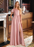 Charlotte A-Line One-Shoulder Floor-Length Bridesmaid Dress With Split Front UKP0013013