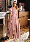 Charlotte A-Line One-Shoulder Floor-Length Bridesmaid Dress With Split Front UKP0013013