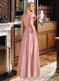 Charlotte A-Line One-Shoulder Floor-Length Bridesmaid Dress With Split Front UKP0013013