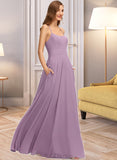 Rosalyn A-Line Scoop Neck Floor-Length Chiffon Bridesmaid Dress With Pockets UKP0013017