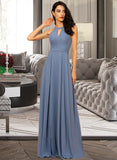 Zaria A-Line Scoop Neck Floor-Length Chiffon Bridesmaid Dress UKP0013018