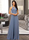 Zaria A-Line Scoop Neck Floor-Length Chiffon Bridesmaid Dress UKP0013018