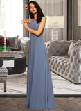 Zaria A-Line Scoop Neck Floor-Length Chiffon Bridesmaid Dress UKP0013018