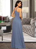 Zaria A-Line Scoop Neck Floor-Length Chiffon Bridesmaid Dress UKP0013018