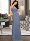 Zaria A-Line Scoop Neck Floor-Length Chiffon Bridesmaid Dress UKP0013018