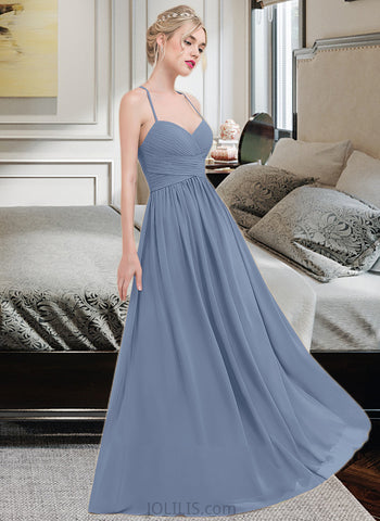 Paige A-line Sweetheart Floor-Length Chiffon Bridesmaid Dress With Ruffle UKP0013020