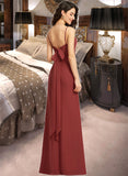 Laurel Sheath/Column Square Neckline Floor-Length Bridesmaid Dress With Split Front UKP0013026