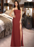 Laurel Sheath/Column Square Neckline Floor-Length Bridesmaid Dress With Split Front UKP0013026