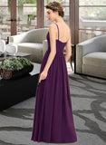 Kierra A-Line V-neck Floor-Length Chiffon Bridesmaid Dress With Beading Sequins Split Front Pockets UKP0013028