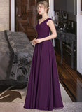 Esmeralda A-line Off the Shoulder Floor-Length Chiffon Bridesmaid Dress With Ruffle UKP0013029