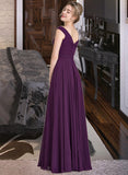 Esmeralda A-line Off the Shoulder Floor-Length Chiffon Bridesmaid Dress With Ruffle UKP0013029