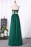 Chiffon Sweetheart With Applique And Ruffles A Line Prom Dresses