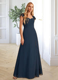 Hadassah A-Line V-neck Floor-Length Bridesmaid Dress With Lace Split Front UKP0013035