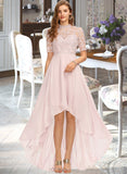 Moriah A-Line High Neck Asymmetrical Chiffon Bridesmaid Dress UKP0013037