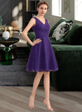 Giana A-Line V-neck Knee-Length Chiffon Bridesmaid Dress With Ruffle UKP0013039