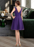 Giana A-Line V-neck Knee-Length Chiffon Bridesmaid Dress With Ruffle UKP0013039