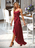 Liana A-Line V-neck Asymmetrical Bridesmaid Dress With Split Front UKP0013041