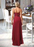 Liana A-Line V-neck Asymmetrical Bridesmaid Dress With Split Front UKP0013041