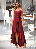 Liana A-Line V-neck Asymmetrical Bridesmaid Dress With Split Front UKP0013041