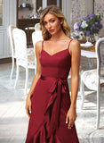 Liana A-Line V-neck Asymmetrical Bridesmaid Dress With Split Front UKP0013041