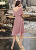 Jordan A-Line V-neck Knee-Length Chiffon Bridesmaid Dress With Split Front UKP0013044