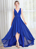 Kali A-Line V-neck Asymmetrical Chiffon Bridesmaid Dress With Ruffle Beading Sequins UKP0013047