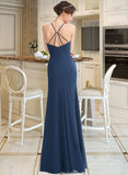 Brittany A-Line Halter Floor-Length Bridesmaid Dress With Ruffle Split Front UKP0013048