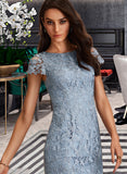 Sanaa Sheath/Column Scoop Neck Knee-Length Lace Bridesmaid Dress UKP0013049