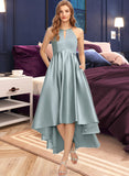 Jaida A-Line Scoop Neck Asymmetrical Satin Bridesmaid Dress With Pockets UKP0013050