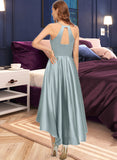 Jaida A-Line Scoop Neck Asymmetrical Satin Bridesmaid Dress With Pockets UKP0013050