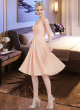 Rachel A-line V-Neck Knee-Length Chiffon Bridesmaid Dress With Ruffle UKP0013053